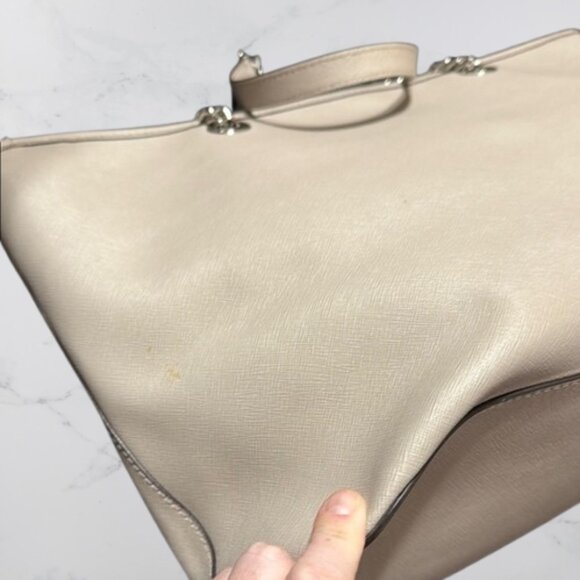 Michael Kors Grey Leather Tote Bag Over Shoulder bag Chain Strap - Picture 5 of 12